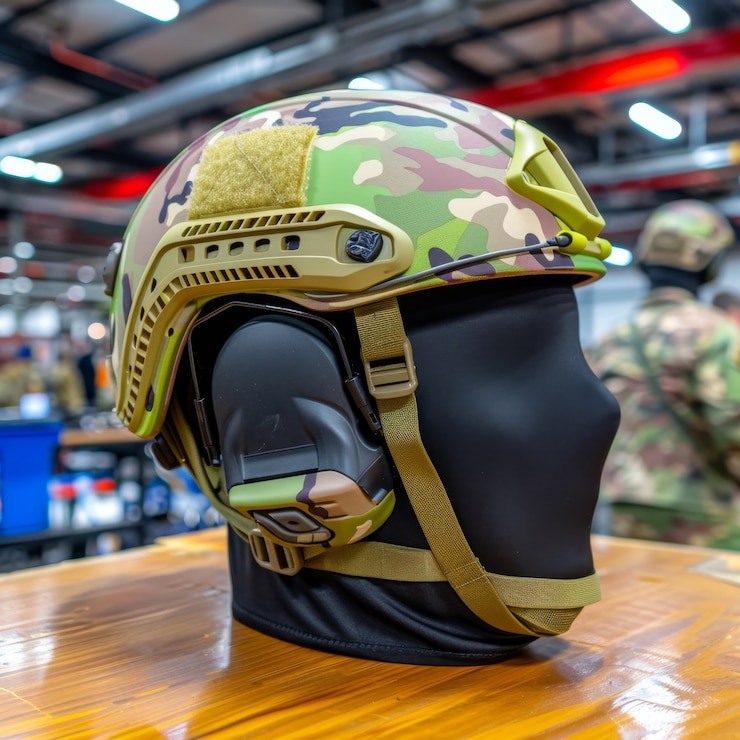 Free Photo still life of soldier helmet