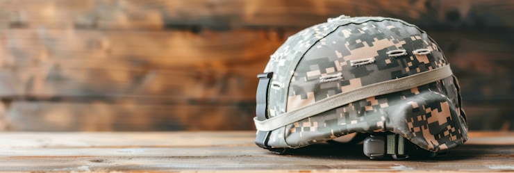 Free Photo still life of soldier helmet
