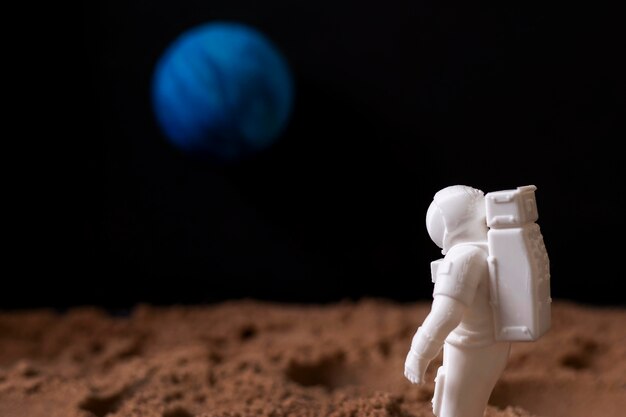 Still life space arrangement with astronaut