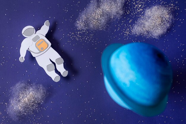 Free photo still life space assortment with astronaut