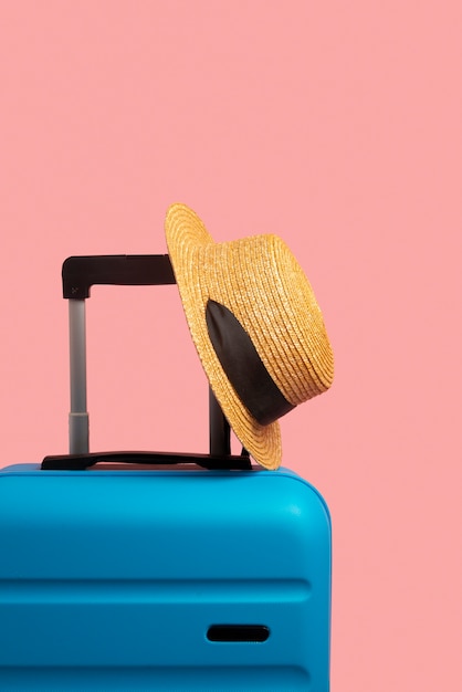 Still life of suitcases with wheels