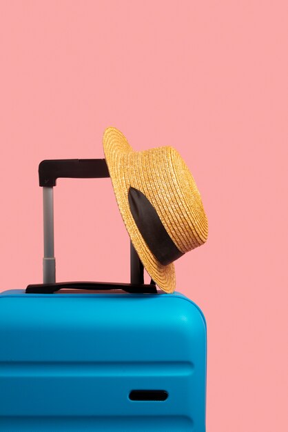 Still life of suitcases with wheels