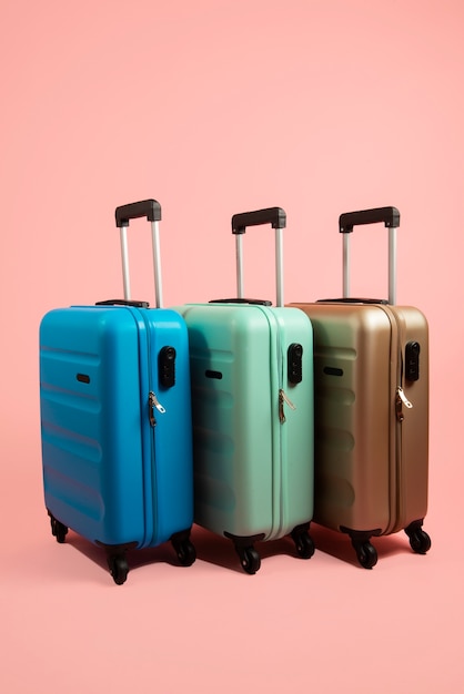 Still life of suitcases with wheels