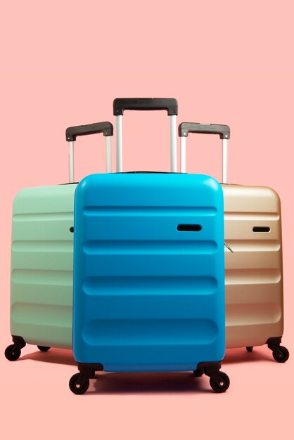 Still life of suitcases with wheels