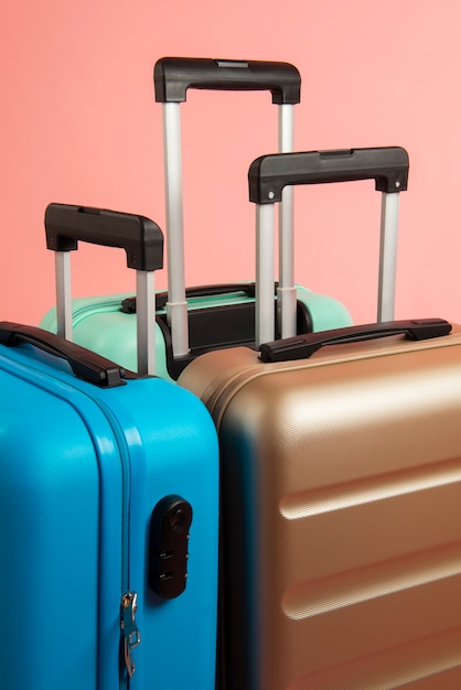 Still life of suitcases with wheels