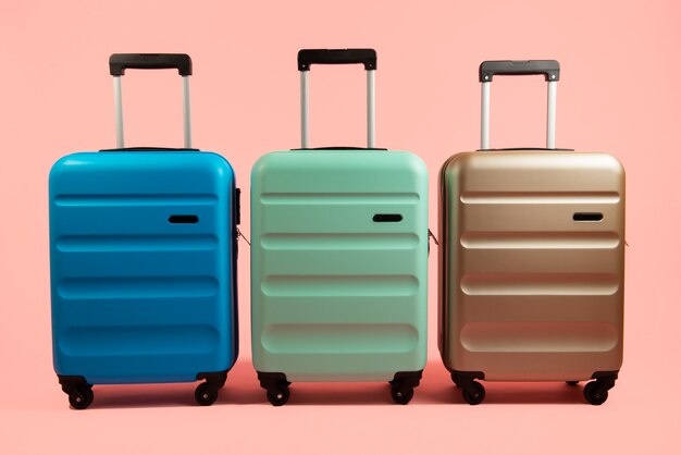 Still life of suitcases with wheels