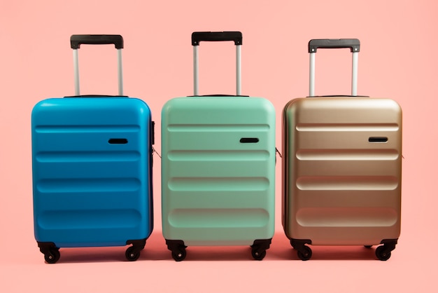 Still life of suitcases with wheels