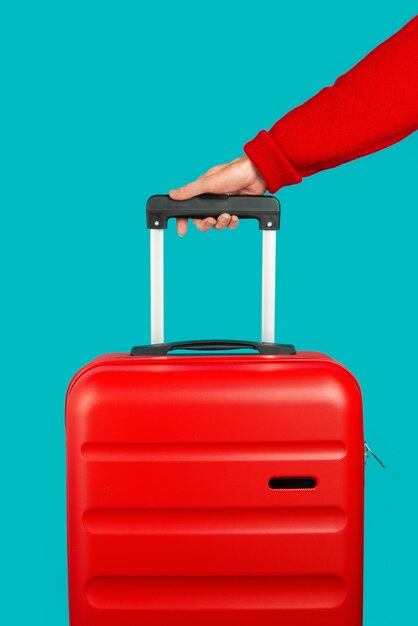 Still life of suitcases with wheels