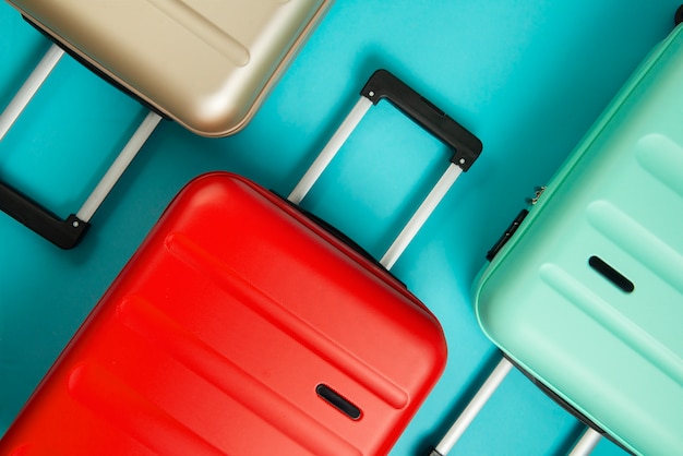 Still life of suitcases with wheels