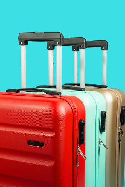 Still life of suitcases with wheels