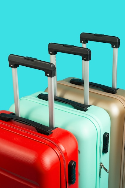 Still life of suitcases with wheels