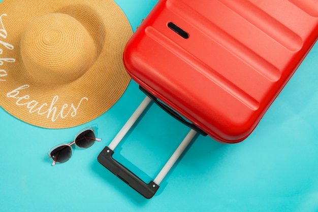 Still life of suitcases with wheels