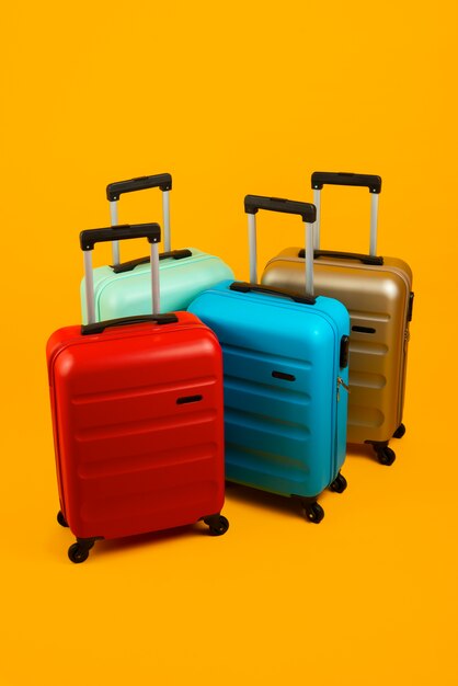 Still life of suitcases with wheels