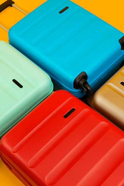 Still life of suitcases with wheels