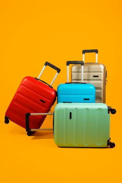 Still life of suitcases with wheels