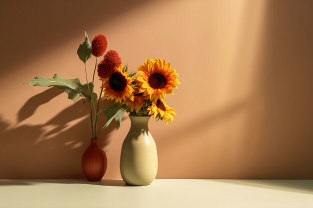 Still life of sunflower bouquet