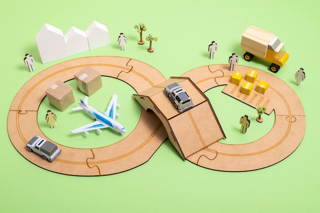 Still life of supply chain representation