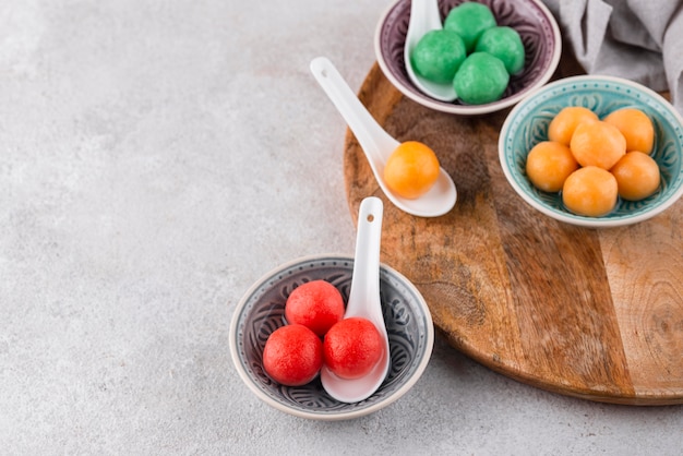 Still life sweet tang yuan assortment