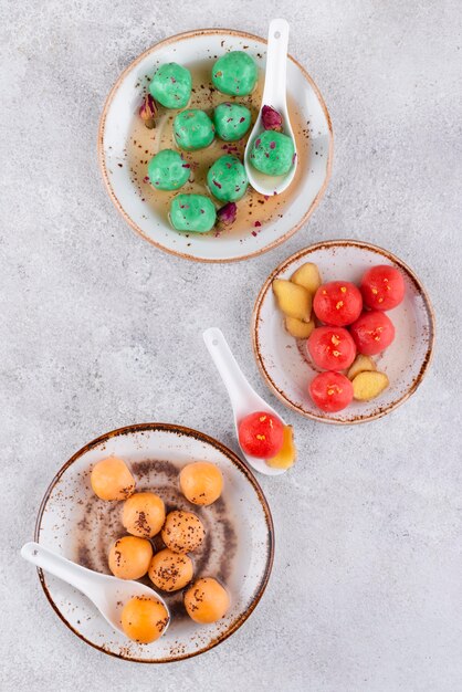 Free photo still life sweet tang yuan composition