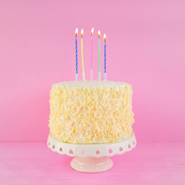 Still life of tasty birthday cake