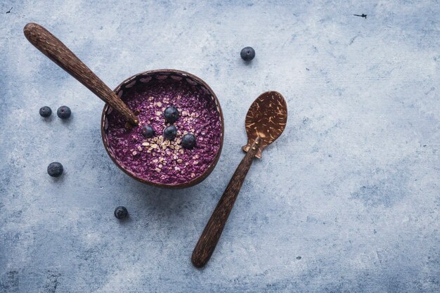 Still life of tasty blueberry smoothie