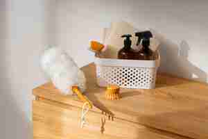 Free photo still life of various cleaning products