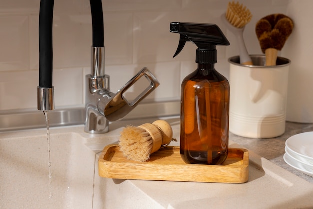 Free photo still life of various cleaning products