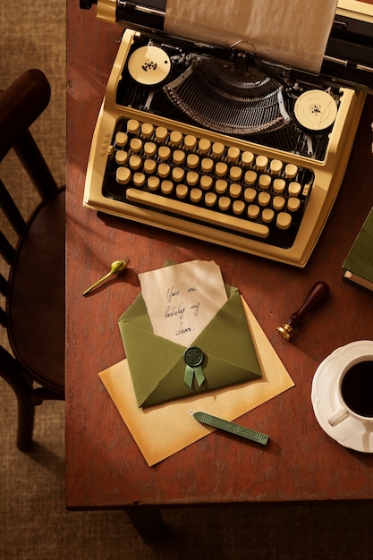 Still life of vintage writing of a love letter