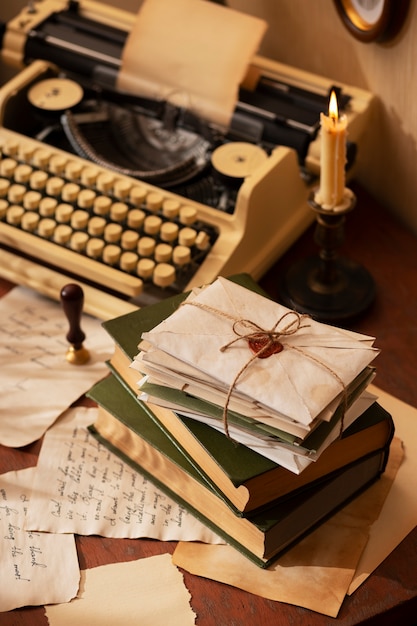 Free photo still life of vintage writing of a love letter