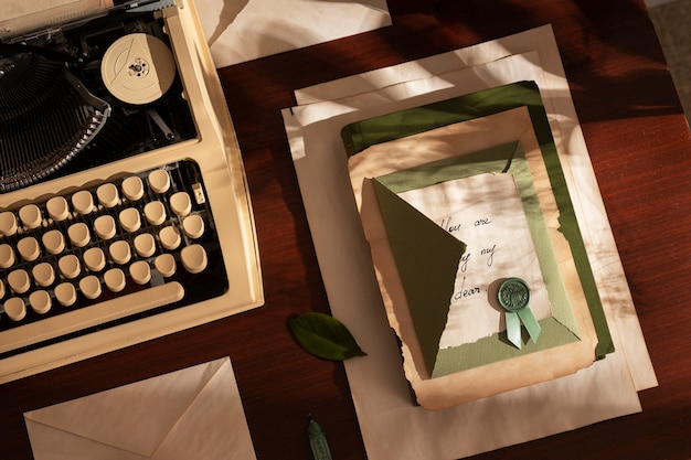 Still life of vintage writing of a love letter