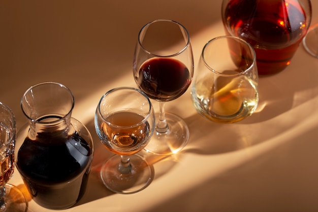 Still life of wine carafe on table