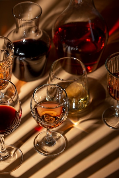 Still life of wine carafe on table