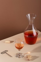 Still life of wine carafe on table