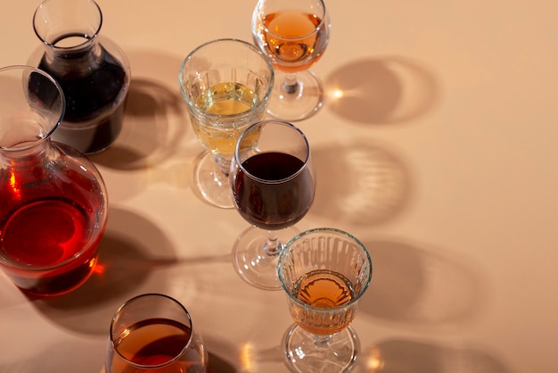 Free photo still life of wine carafe on table