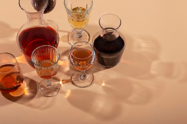 Free photo still life of wine carafe on table