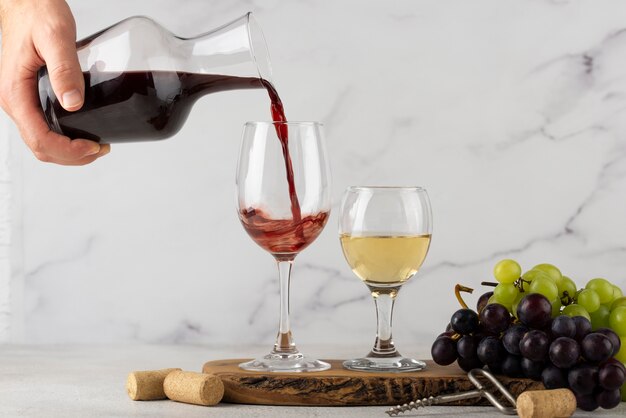 Still life of wine carafe on table