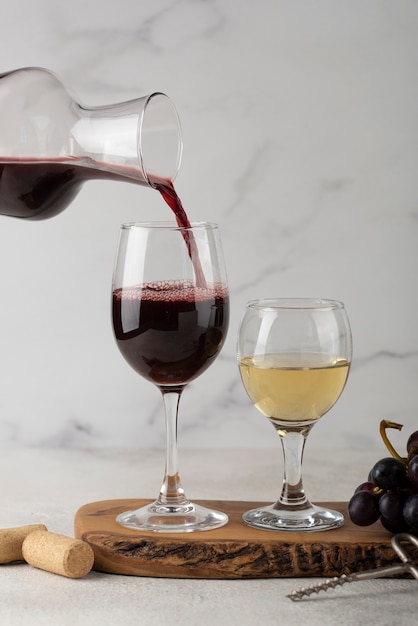 Still life of wine carafe on table