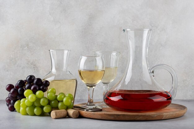 Still life of wine carafe on table