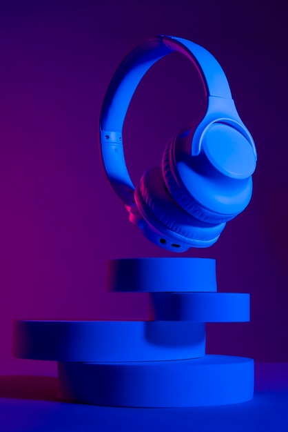 Still life of wireless cyberpunk headphones