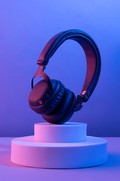 Still life of wireless cyberpunk headphones