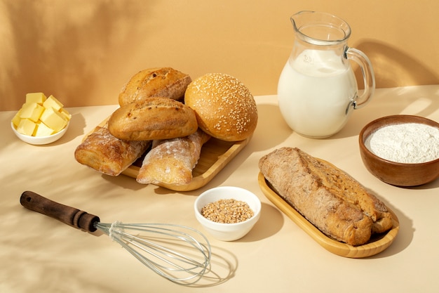 Free photo still life with appetizing bakery food