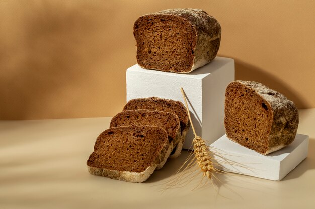 Still life with appetizing bakery food