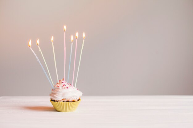 Still life with birthday muffin