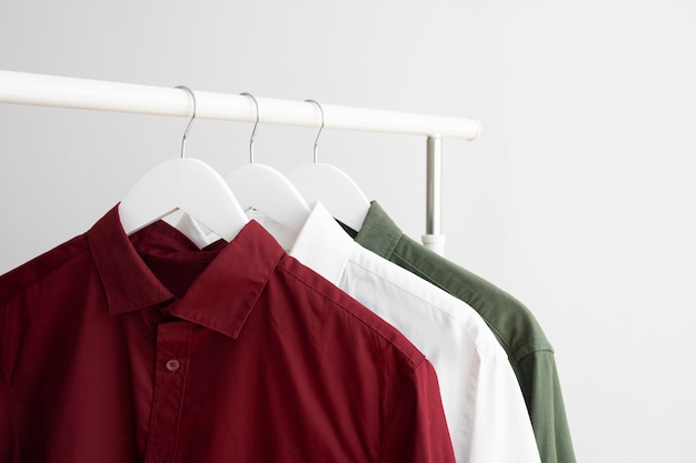 Free photo still life with classic shirts on hanger