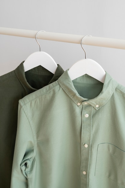 Still life with classic shirts on hanger