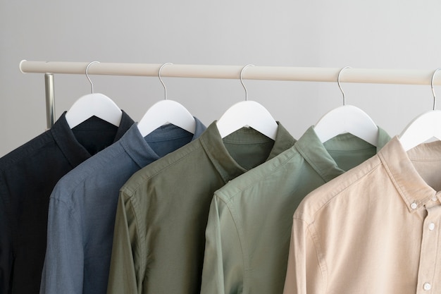 Still life with classic shirts on hanger