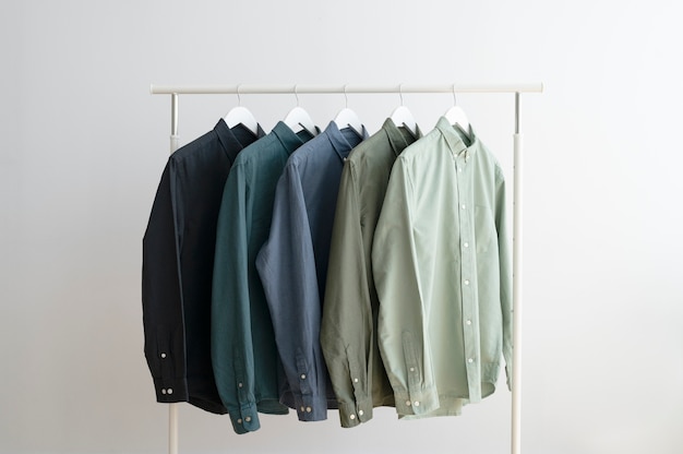 Still life with classic shirts on hanger