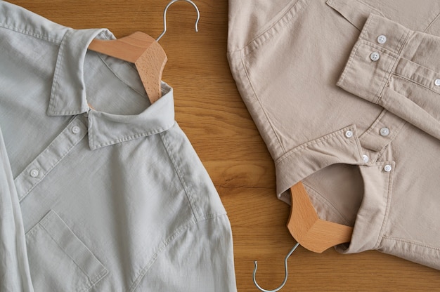 Free photo still life with classic shirts on hanger