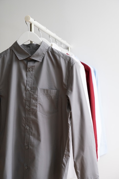 Free photo still life with classic shirts on hanger