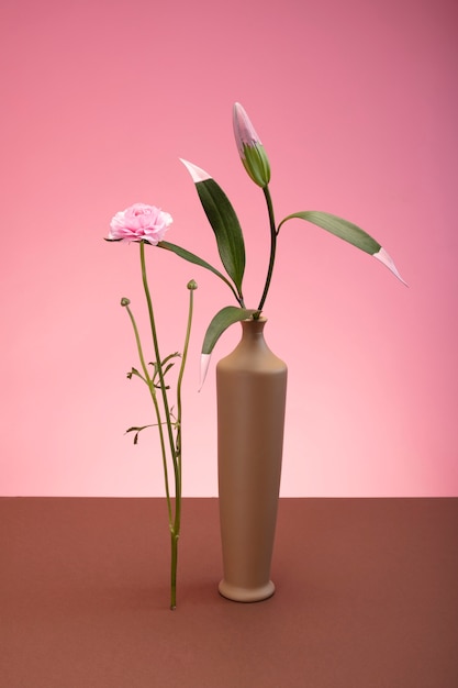 Still life with colorful leaves and flowers